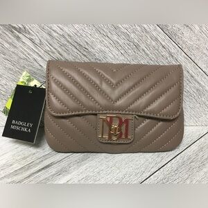 Badgley Mischka Taupe Quilted Clutch | NWT